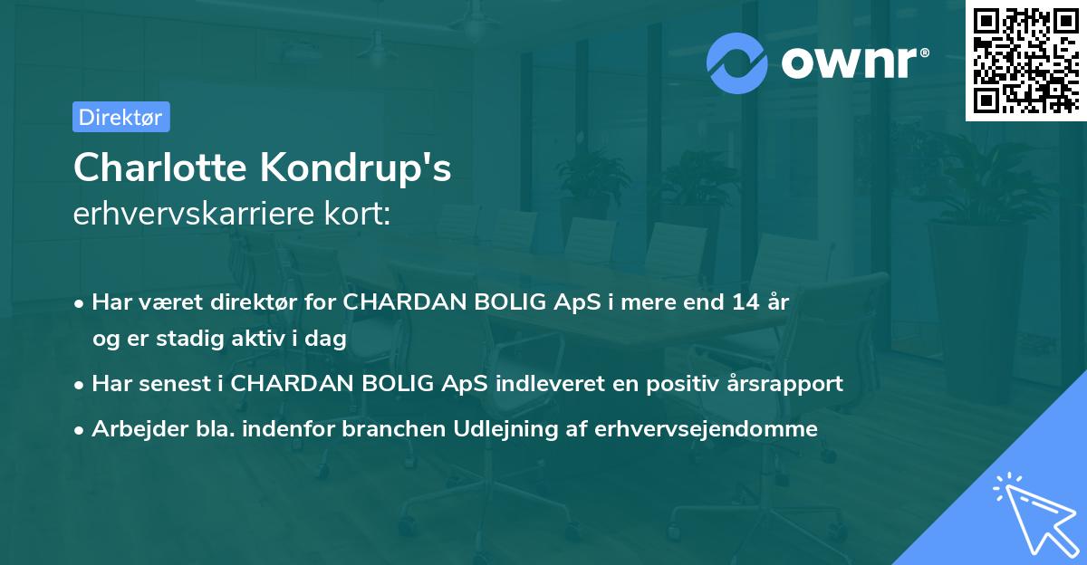 Charlotte Kondrup's erhvervskarriere kort