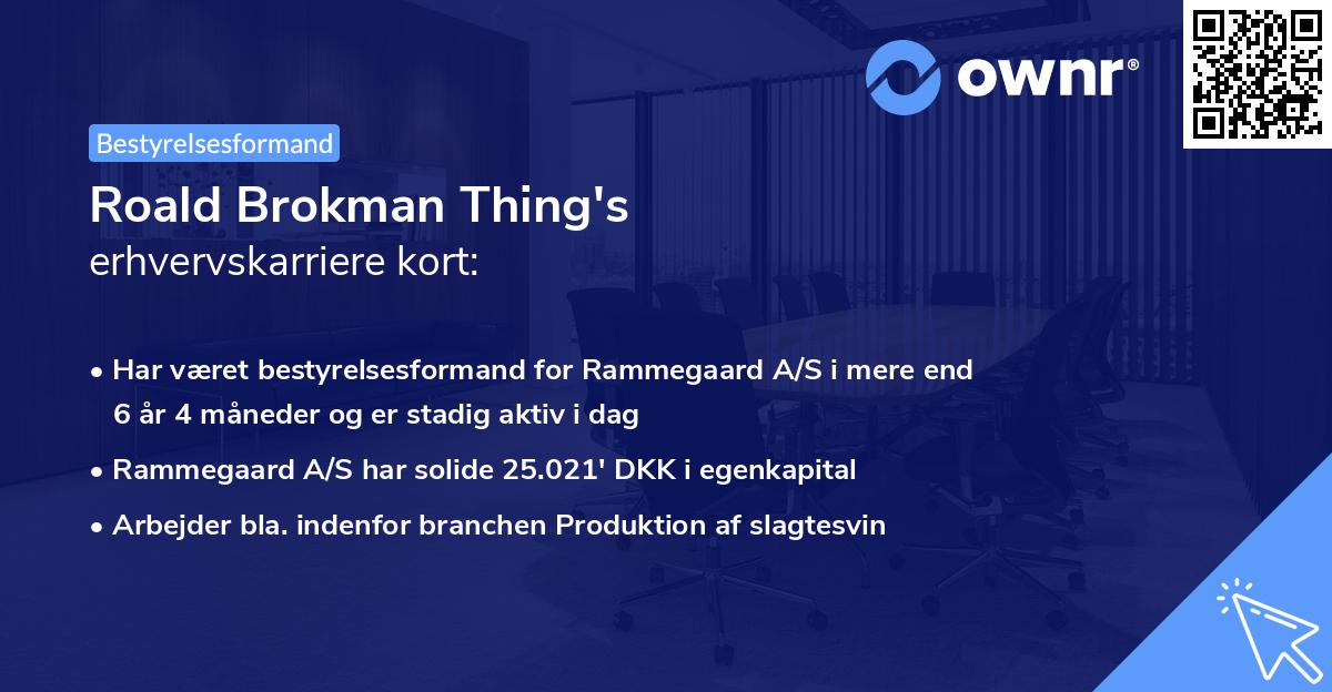Roald Brokman Thing's erhvervskarriere kort