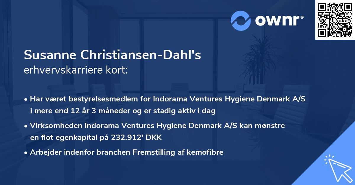 Susanne Christiansen-Dahl's erhvervskarriere kort