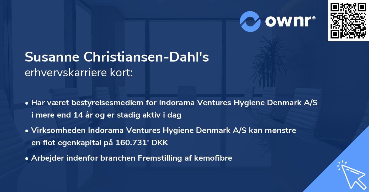 Susanne Christiansen-Dahl's erhvervskarriere kort