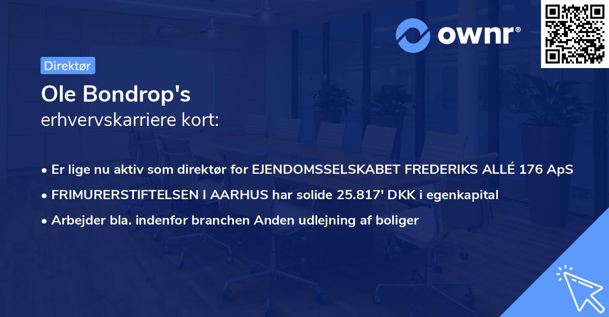 Ole Bondrop's erhvervskarriere kort