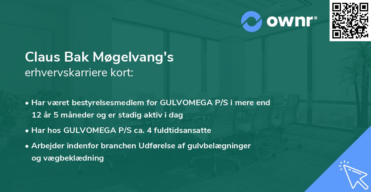 Claus Bak Møgelvang's erhvervskarriere kort