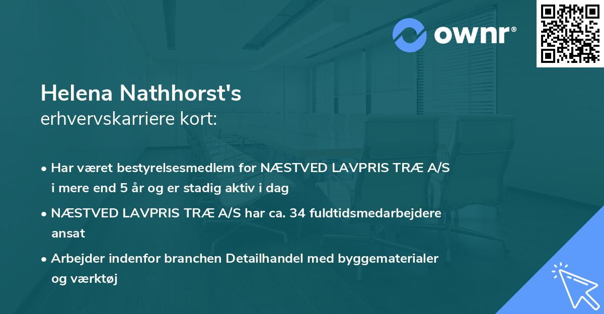 Helena Nathhorst's erhvervskarriere kort