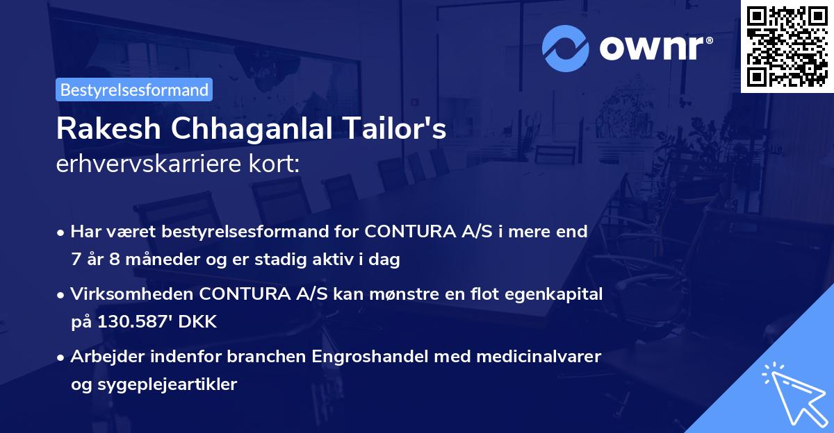 Rakesh Chhaganlal Tailor's erhvervskarriere kort