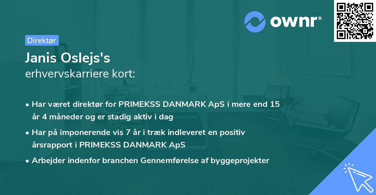 Janis Oslejs's erhvervskarriere kort