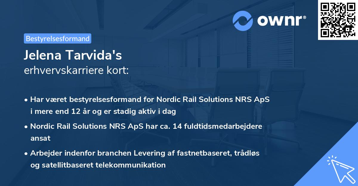 Jelena Tarvida's erhvervskarriere kort