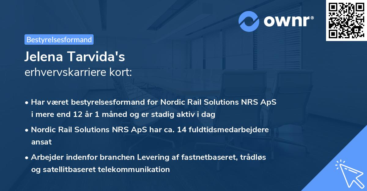 Jelena Tarvida's erhvervskarriere kort