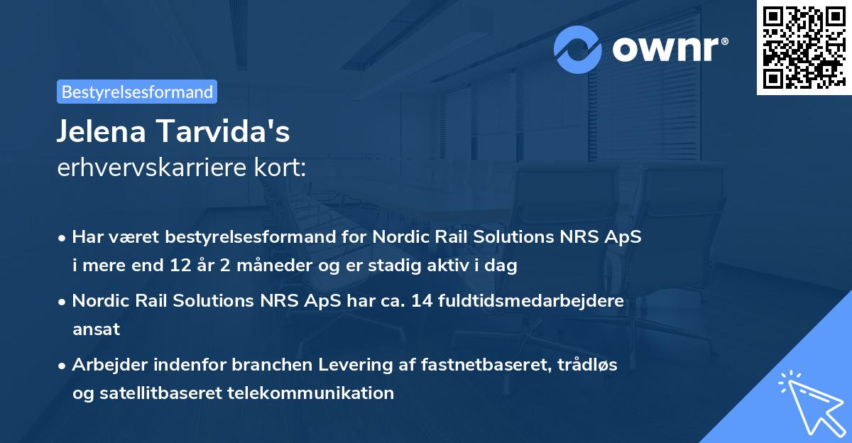 Jelena Tarvida's erhvervskarriere kort
