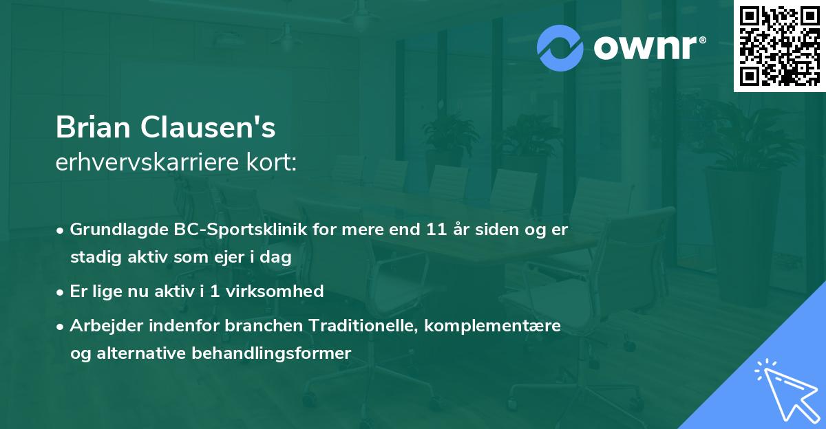 Brian Clausen's erhvervskarriere kort