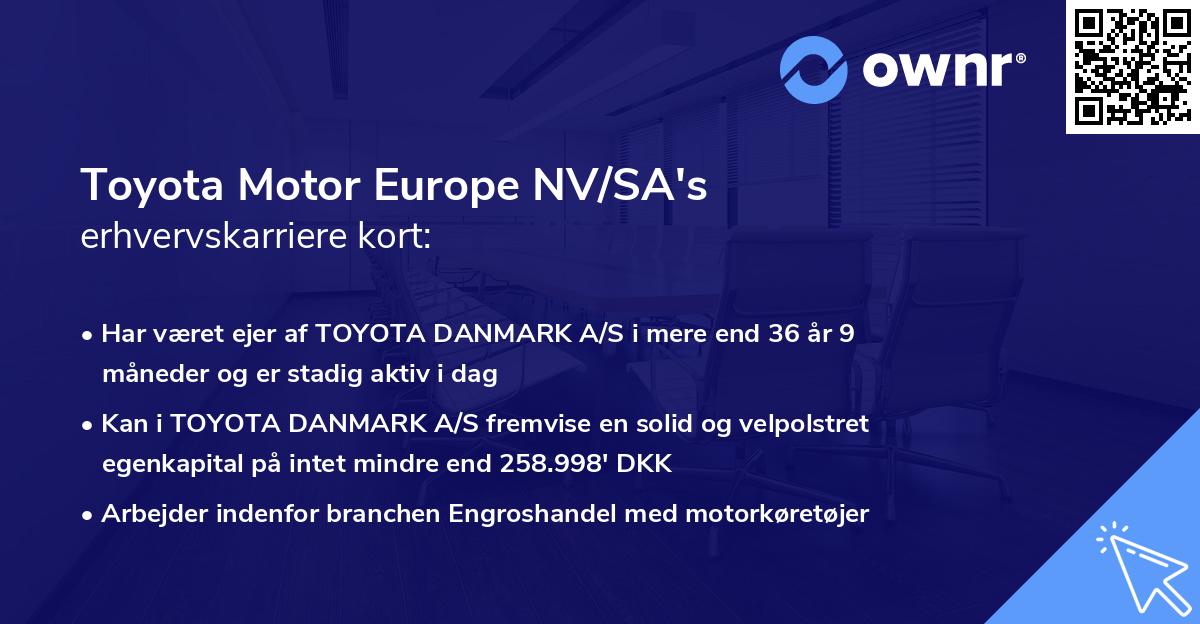 Toyota Motor Europe NV/SA's erhvervskarriere kort