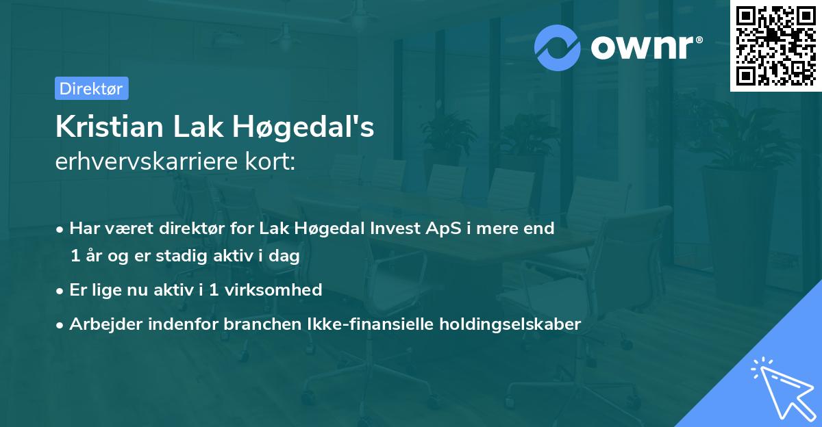 Kristian Lak Høgedal's erhvervskarriere kort