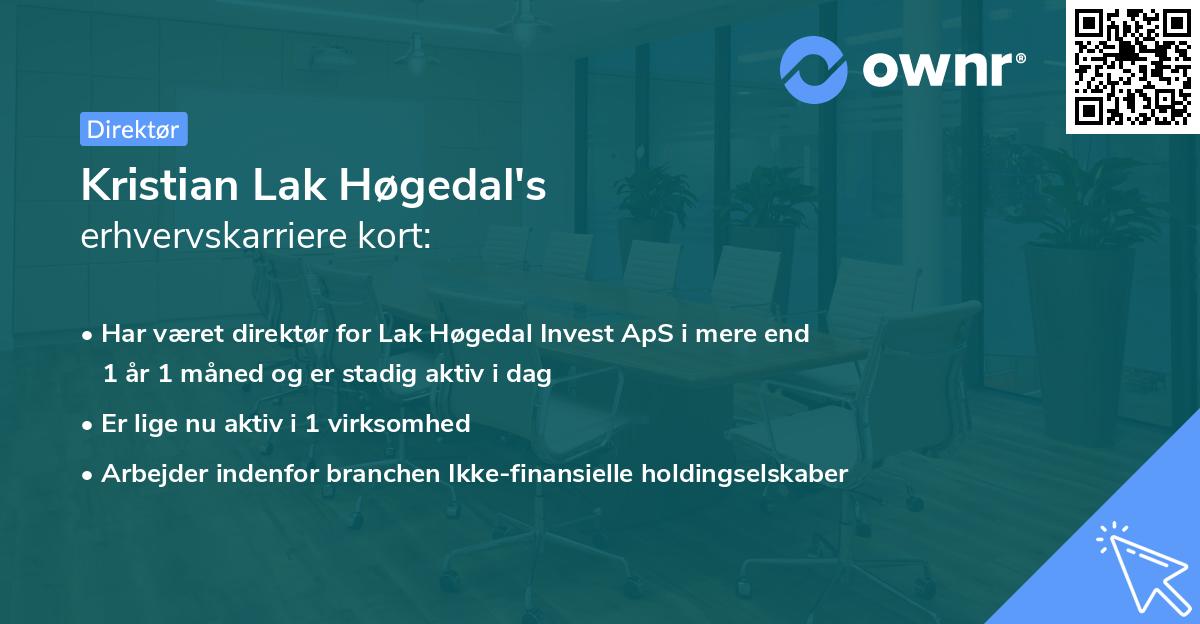 Kristian Lak Høgedal's erhvervskarriere kort