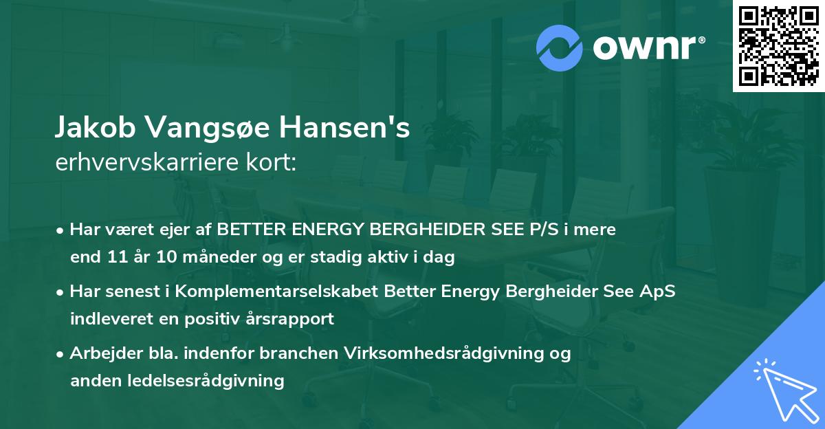 Jakob Vangsøe Hansen's erhvervskarriere kort