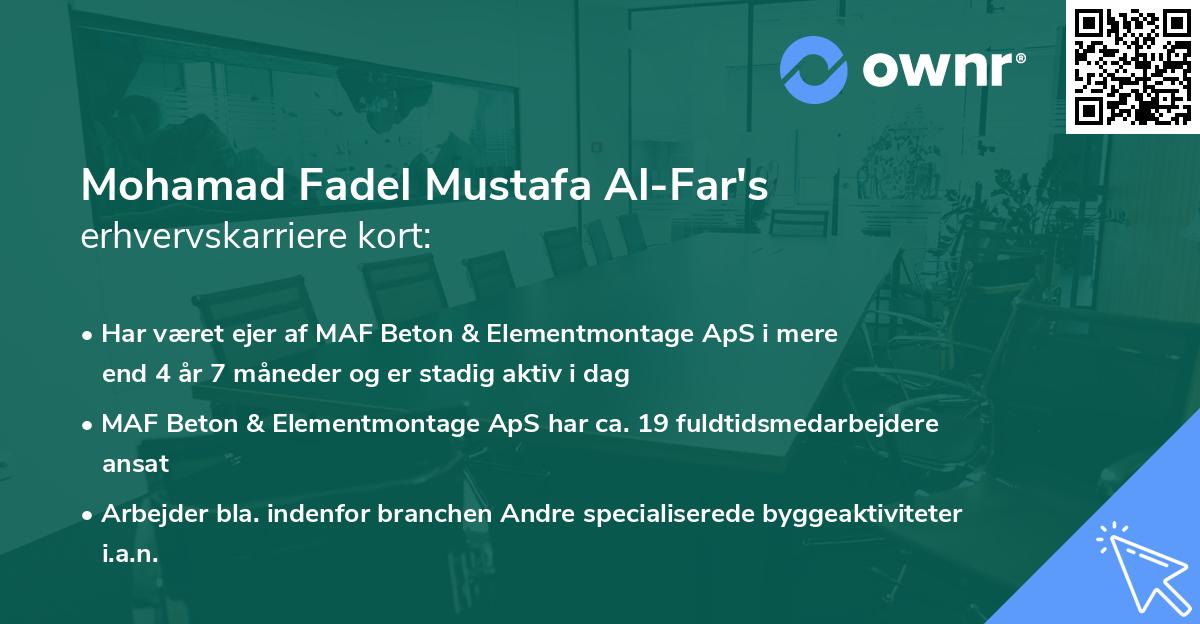 Mohamad Fadel Mustafa Al-Far's erhvervskarriere kort