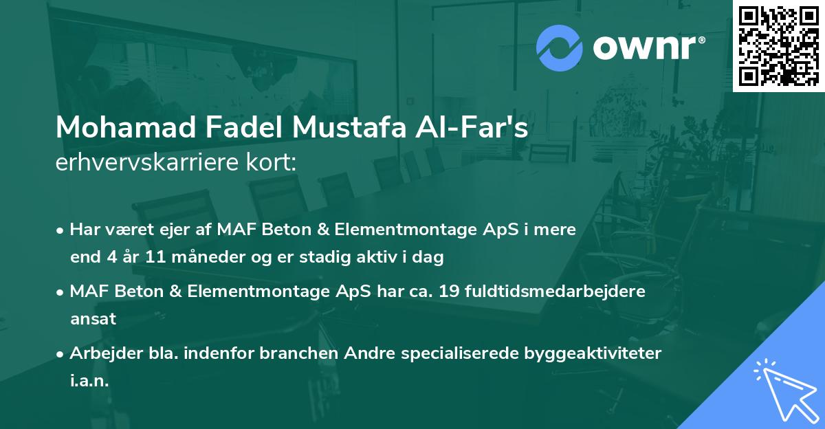 Mohamad Fadel Mustafa Al-Far's erhvervskarriere kort