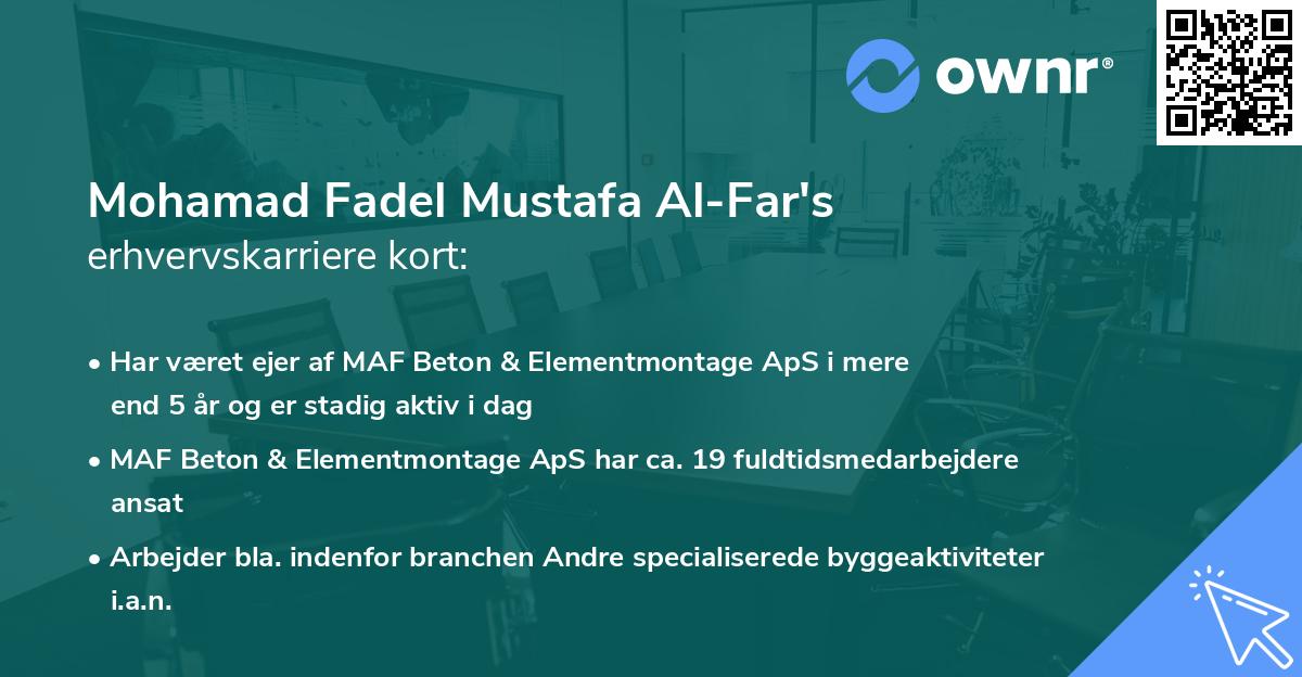 Mohamad Fadel Mustafa Al-Far's erhvervskarriere kort