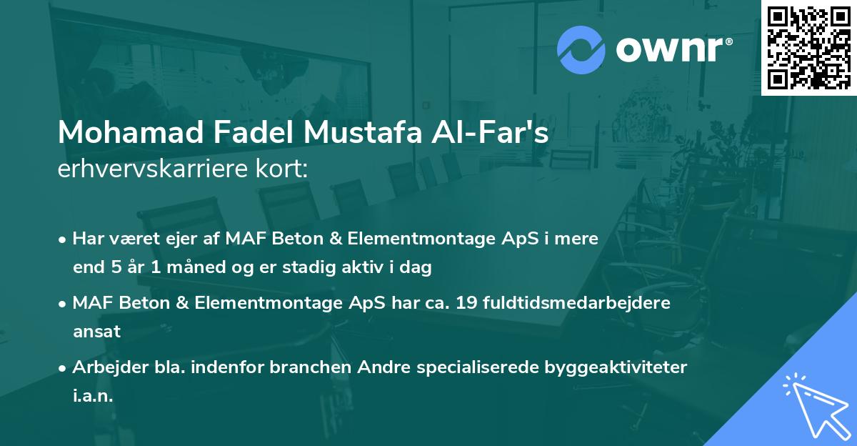 Mohamad Fadel Mustafa Al-Far's erhvervskarriere kort