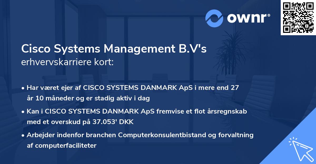 Cisco Systems Management B.V's erhvervskarriere kort