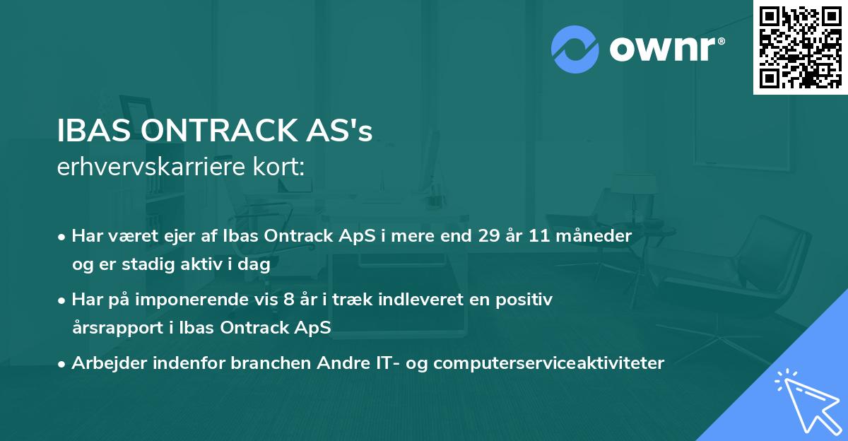 IBAS ONTRACK AS's erhvervskarriere kort