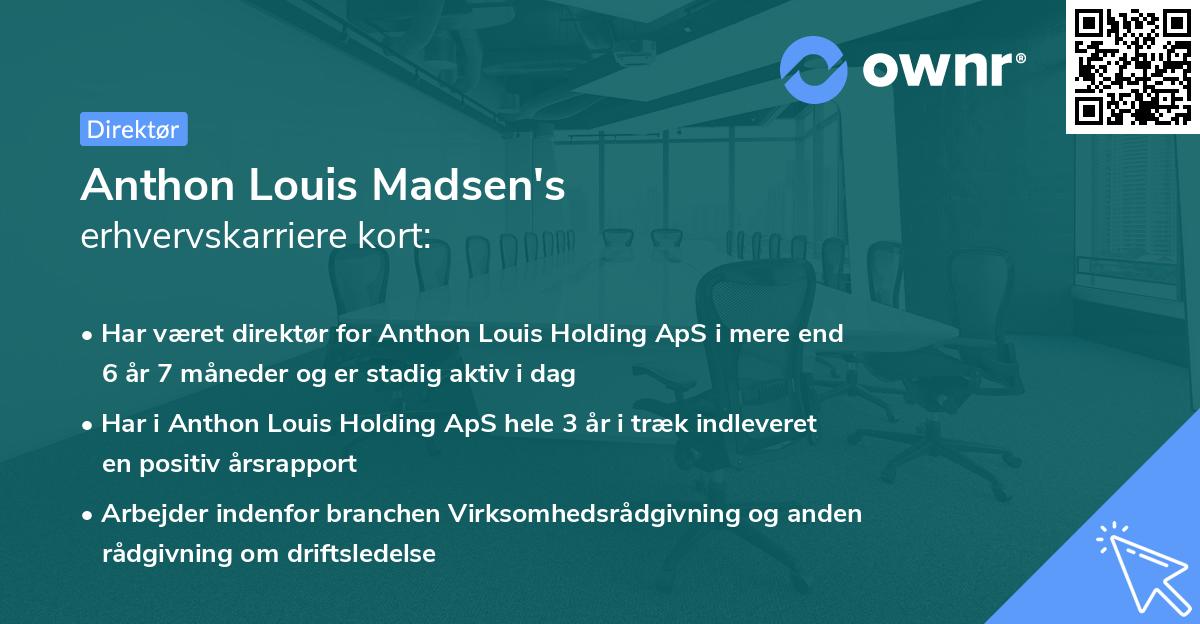 Anthon Louis Madsen's erhvervskarriere kort