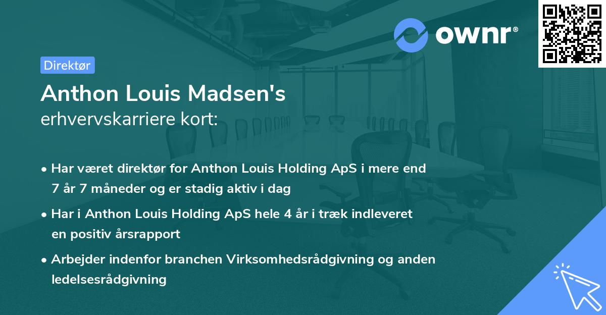Anthon Louis Madsen's erhvervskarriere kort