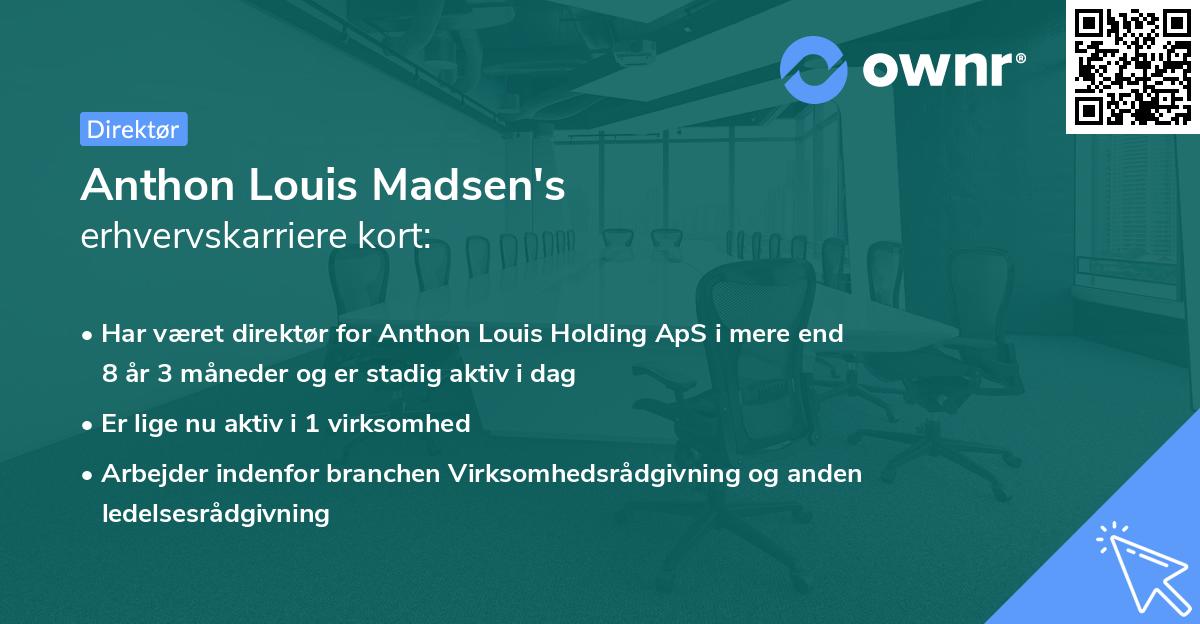 Anthon Louis Madsen's erhvervskarriere kort