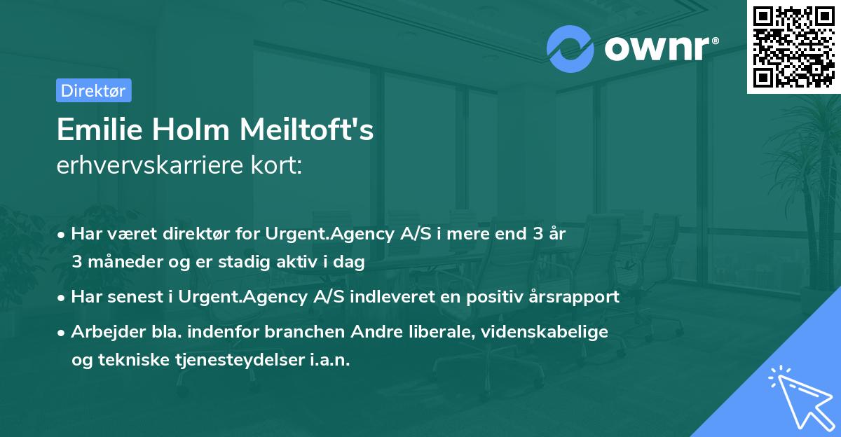 Emilie Holm Meiltoft's erhvervskarriere kort