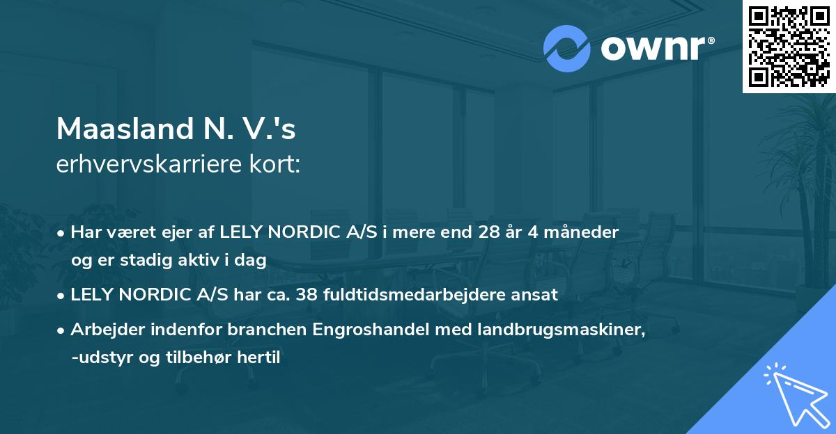 Maasland N. V.'s erhvervskarriere kort