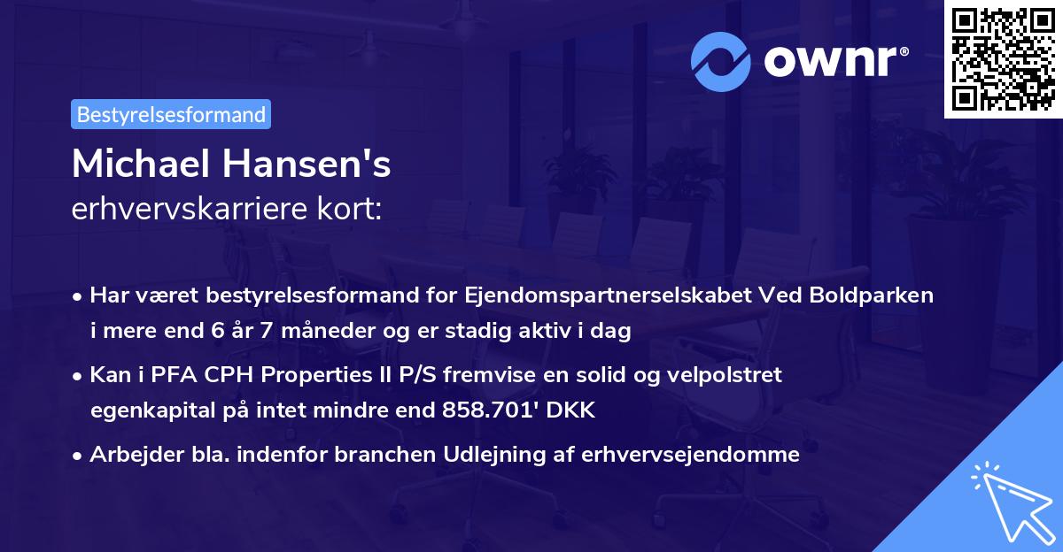 Michael Hansen's erhvervskarriere kort