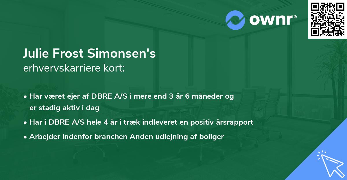 Julie Frost Simonsen's erhvervskarriere kort