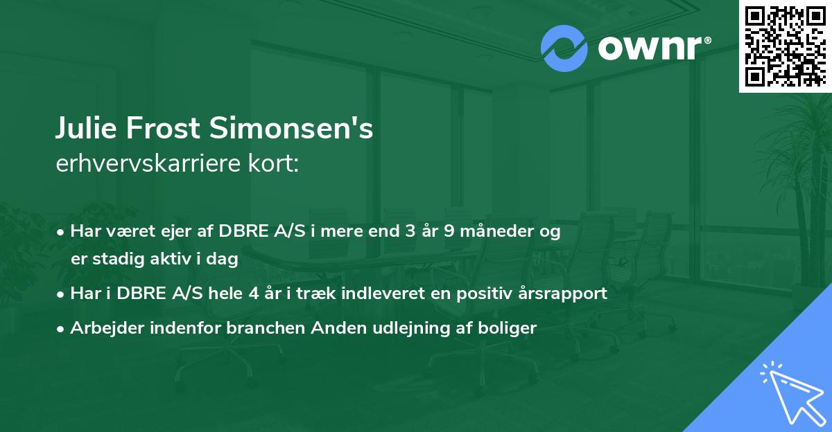 Julie Frost Simonsen's erhvervskarriere kort