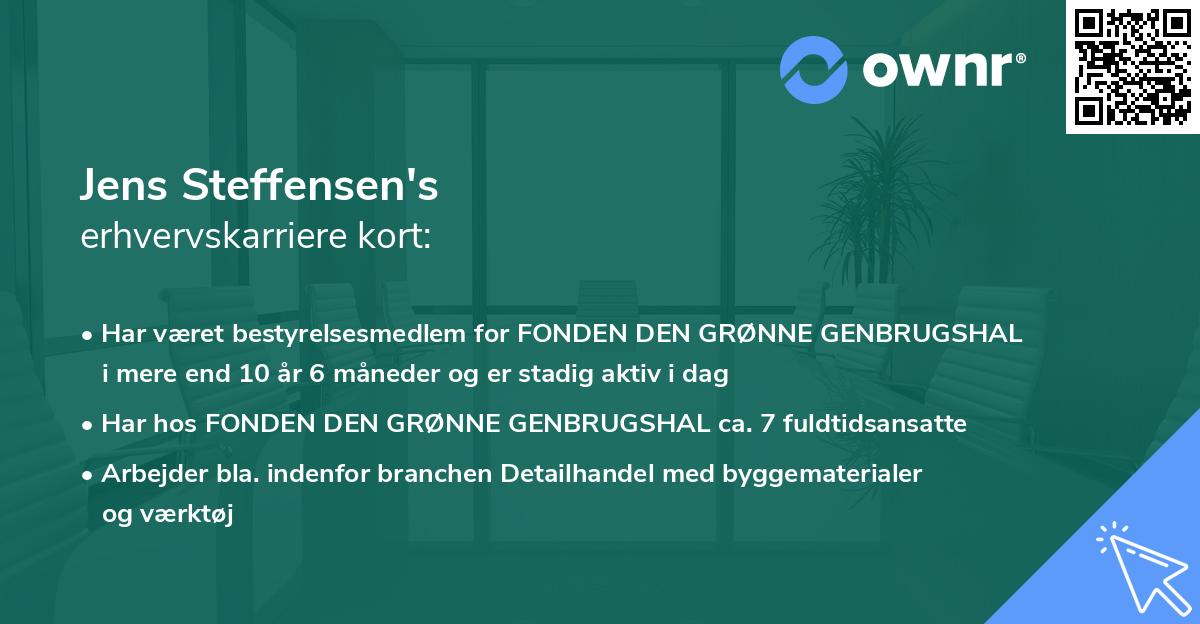 Jens Steffensen's erhvervskarriere kort