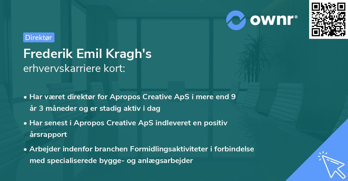 Frederik Emil Kragh's erhvervskarriere kort