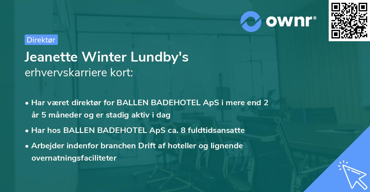 Jeanette Winter Lundby's erhvervskarriere kort