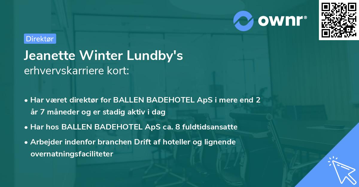 Jeanette Winter Lundby's erhvervskarriere kort