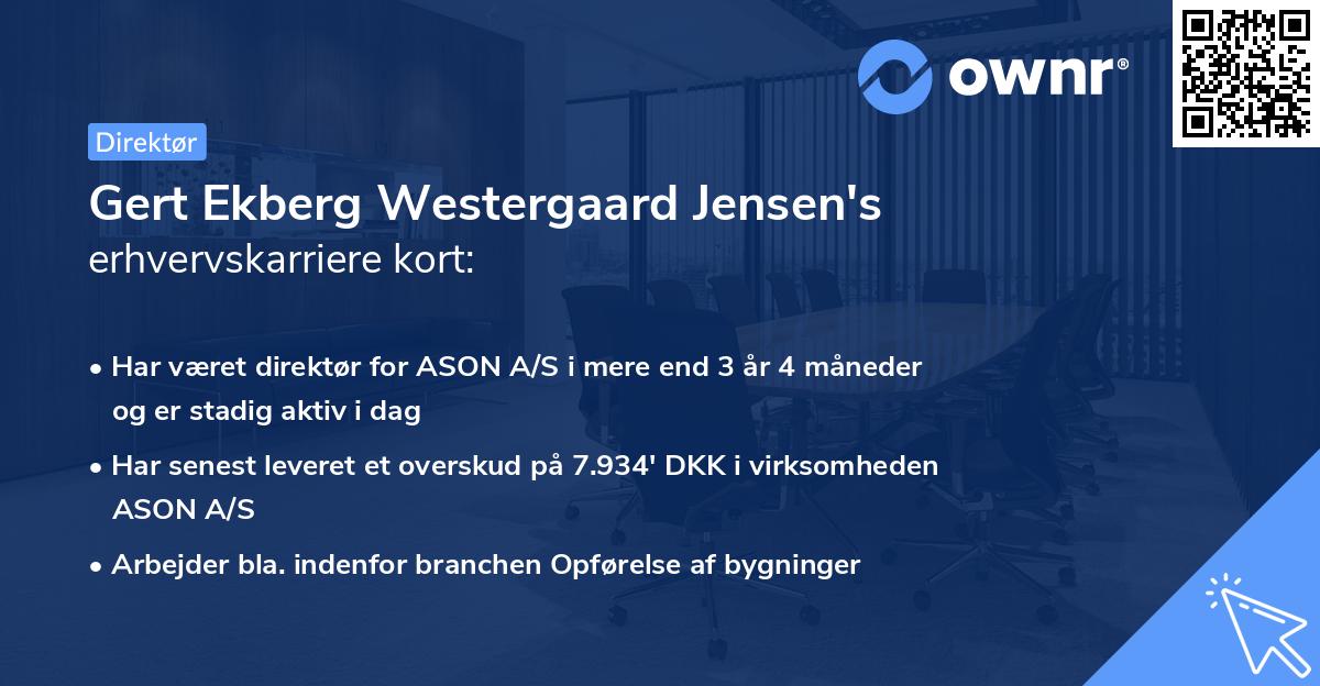 Gert Ekberg Westergaard Jensen's erhvervskarriere kort