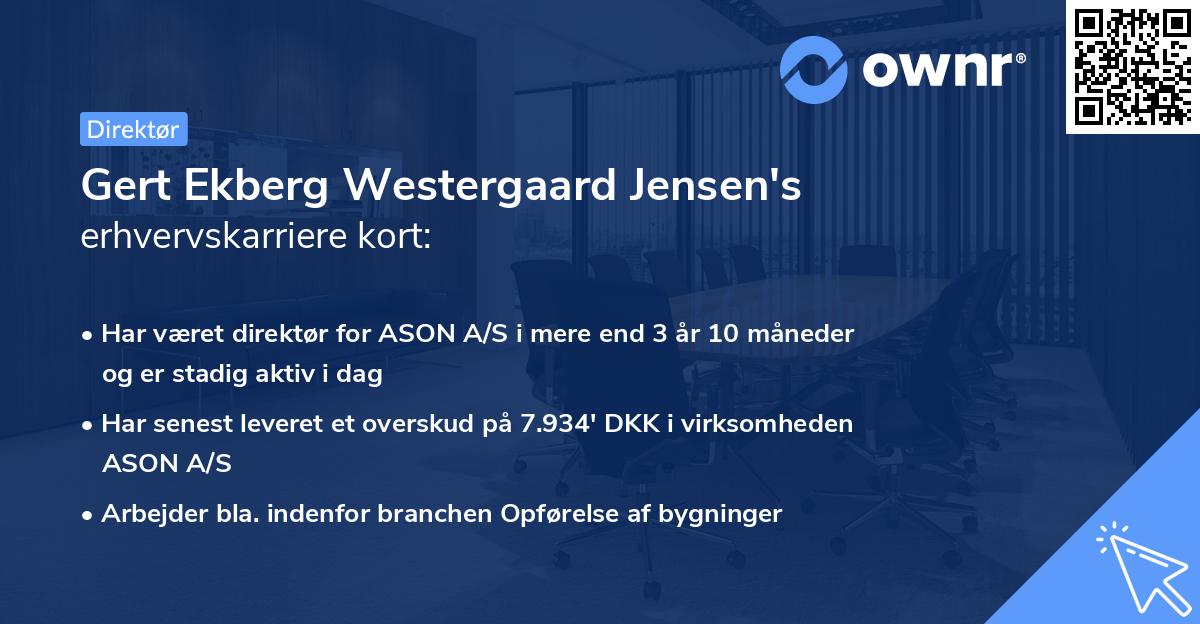 Gert Ekberg Westergaard Jensen's erhvervskarriere kort