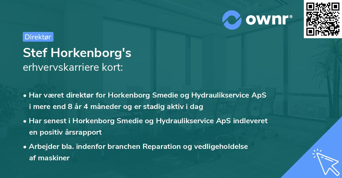 Stef Horkenborg's erhvervskarriere kort