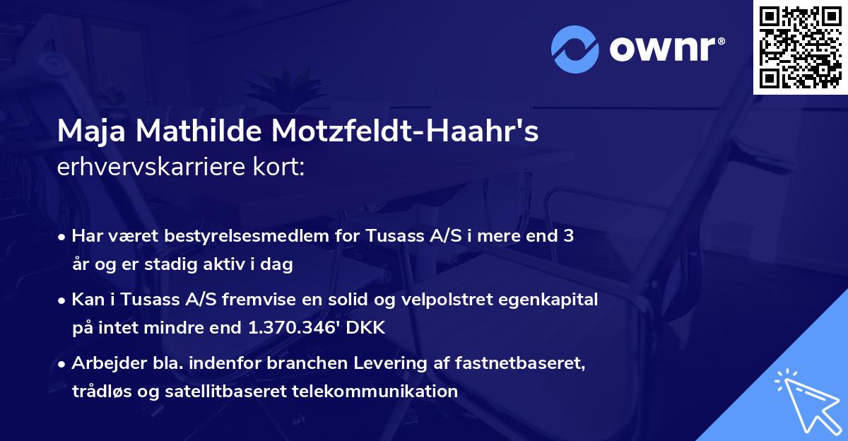 Maja Mathilde Motzfeldt-Haahr's erhvervskarriere kort