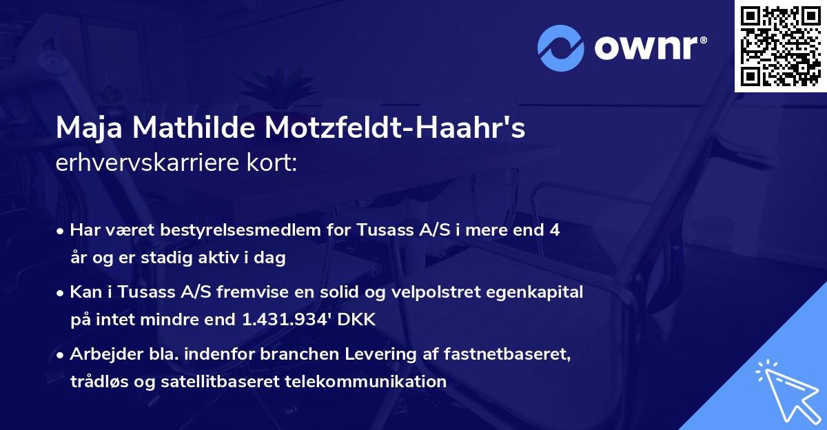 Maja Mathilde Motzfeldt-Haahr's erhvervskarriere kort
