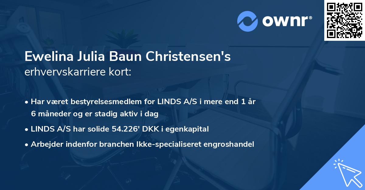 Ewelina Julia Baun Christensen's erhvervskarriere kort