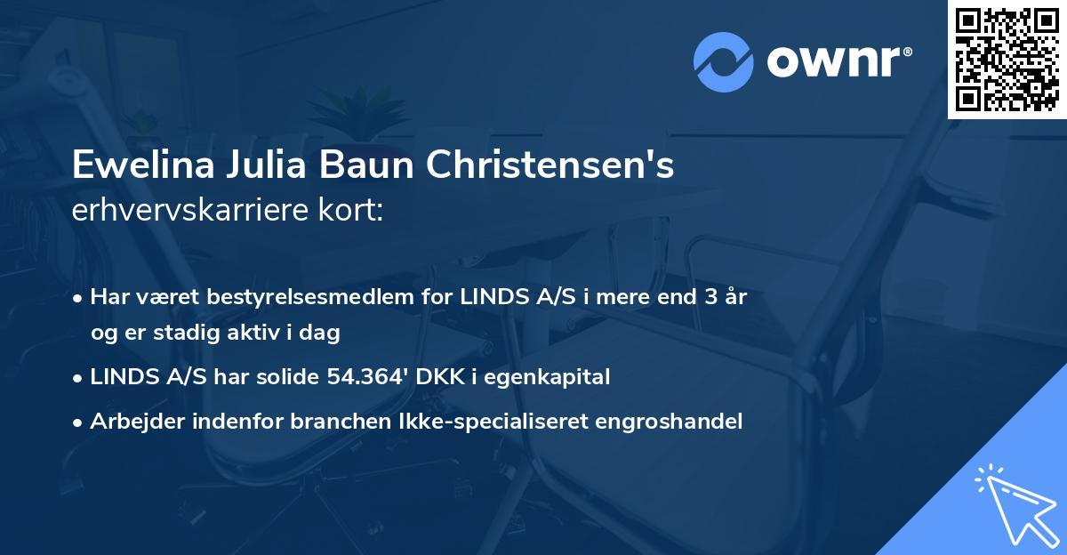 Ewelina Julia Baun Christensen's erhvervskarriere kort