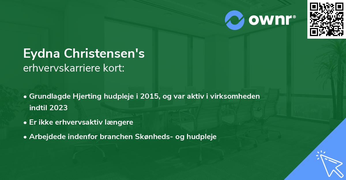 Eydna Christensen's erhvervskarriere kort