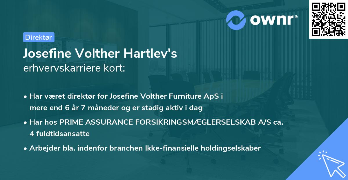 Josefine Volther Hartlev's erhvervskarriere kort