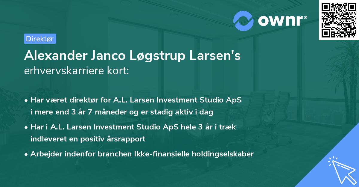 Alexander Janco Løgstrup Larsen's erhvervskarriere kort