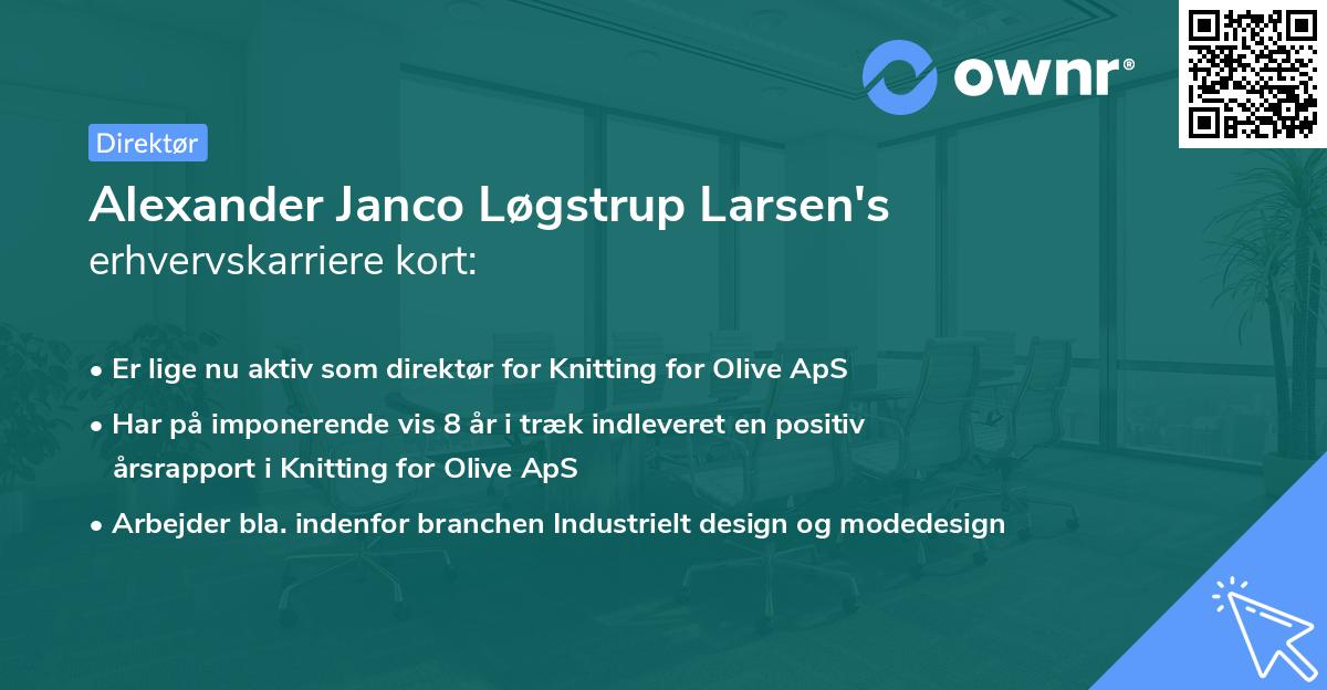 Alexander Janco Løgstrup Larsen's erhvervskarriere kort