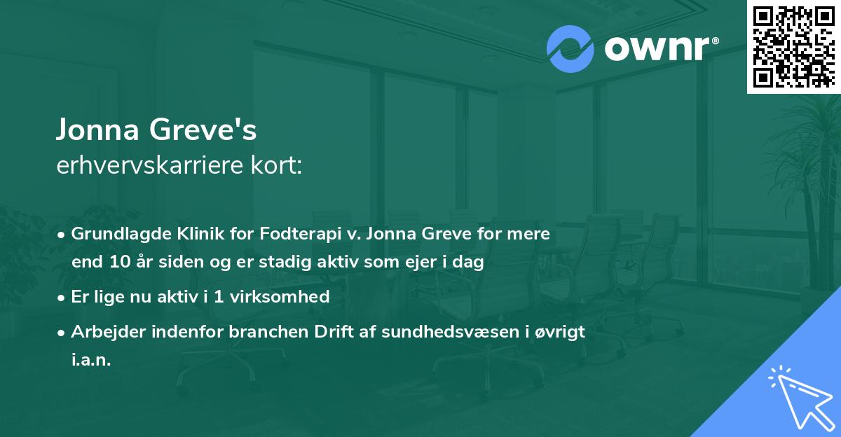 Jonna Greve's erhvervskarriere kort