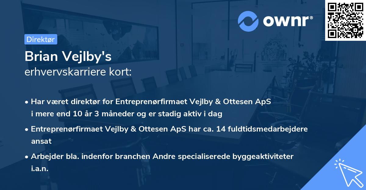 Brian Vejlby's erhvervskarriere kort