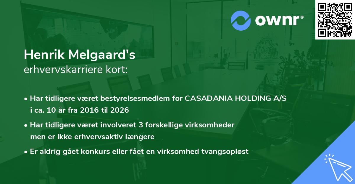 Henrik Melgaard's erhvervskarriere kort