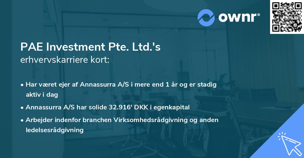 PAE Investment Pte. Ltd.'s erhvervskarriere kort